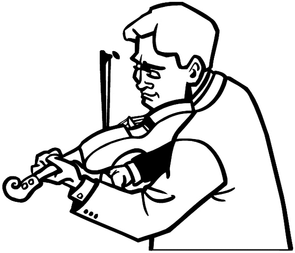 Man playing violin vinyl sticker. Customize on line. Music 061-0310
